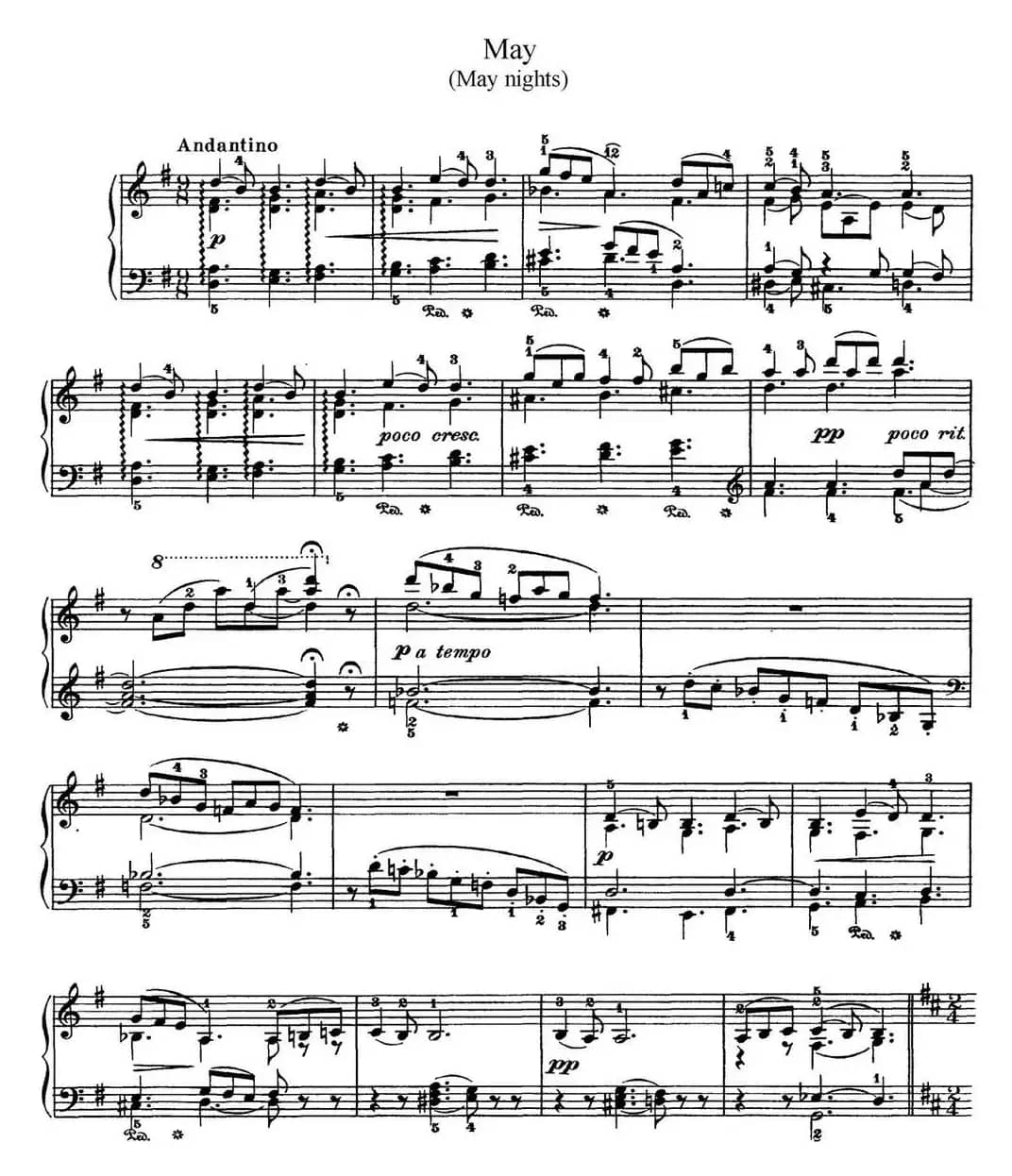 柴可夫斯基 四季 5月 清净之夜 G大调 Starlit Nights G major