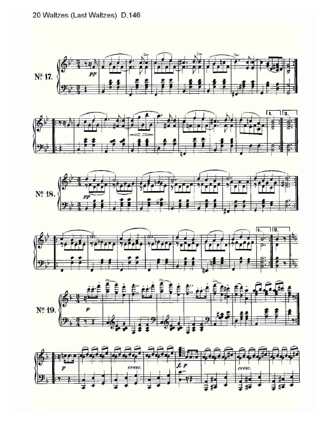 20 Waltzes（Last Waltzes) D.14）