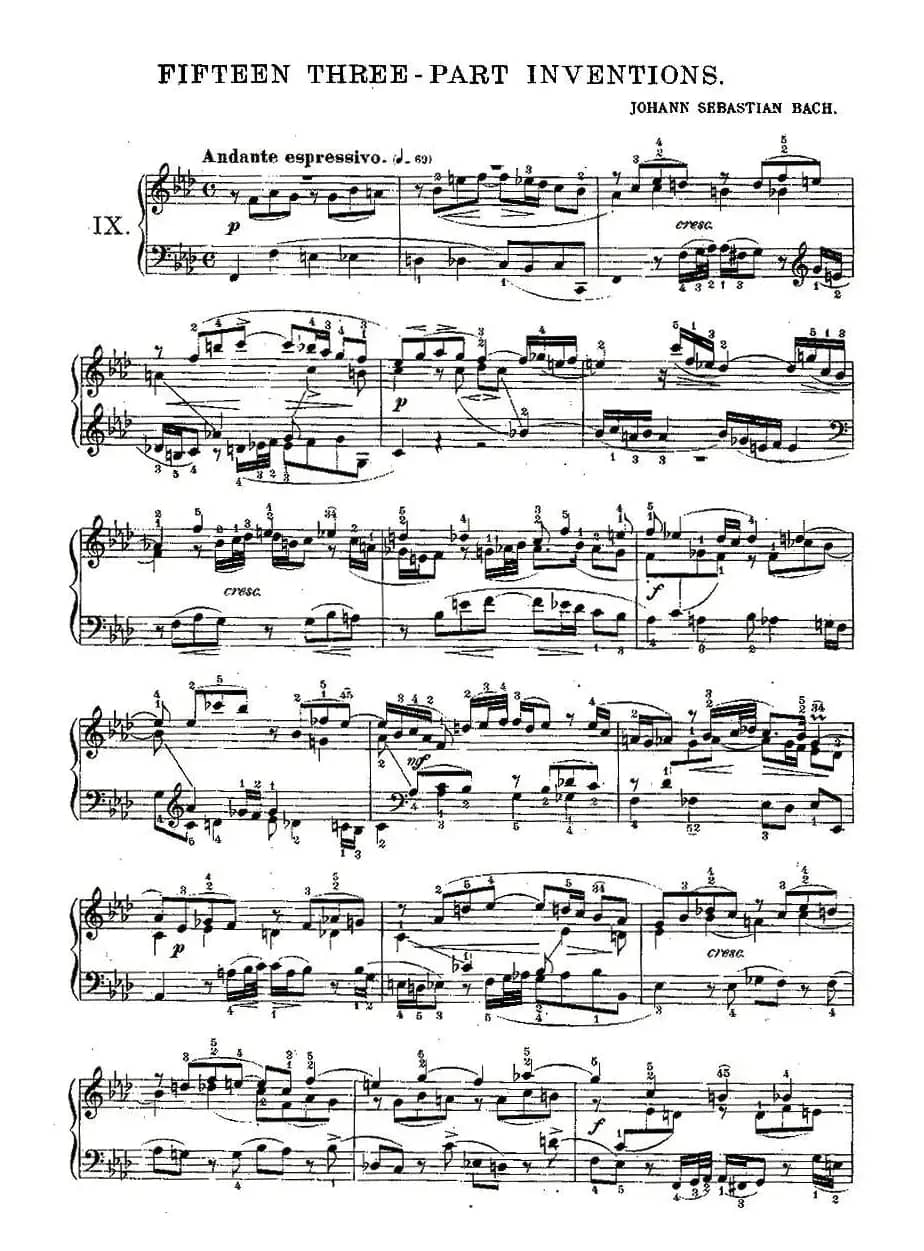 FIFTEEN THREE-PART INVETIONS之九（15首3部创意曲之九）