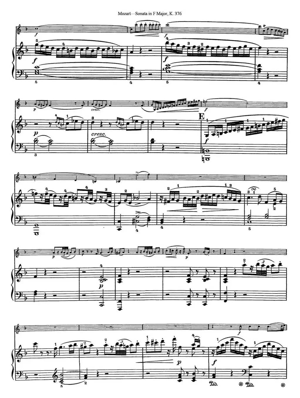 Violin Sonata in F Major K.376（小提琴+钢琴伴奏）