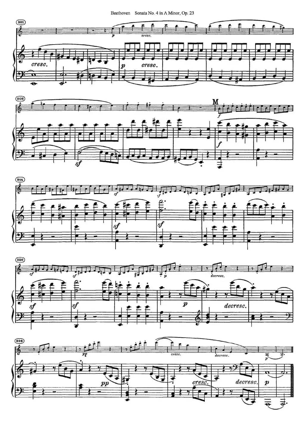 Violin Sonata No.4 in A Minor Op.23（小提琴+钢琴伴奏）