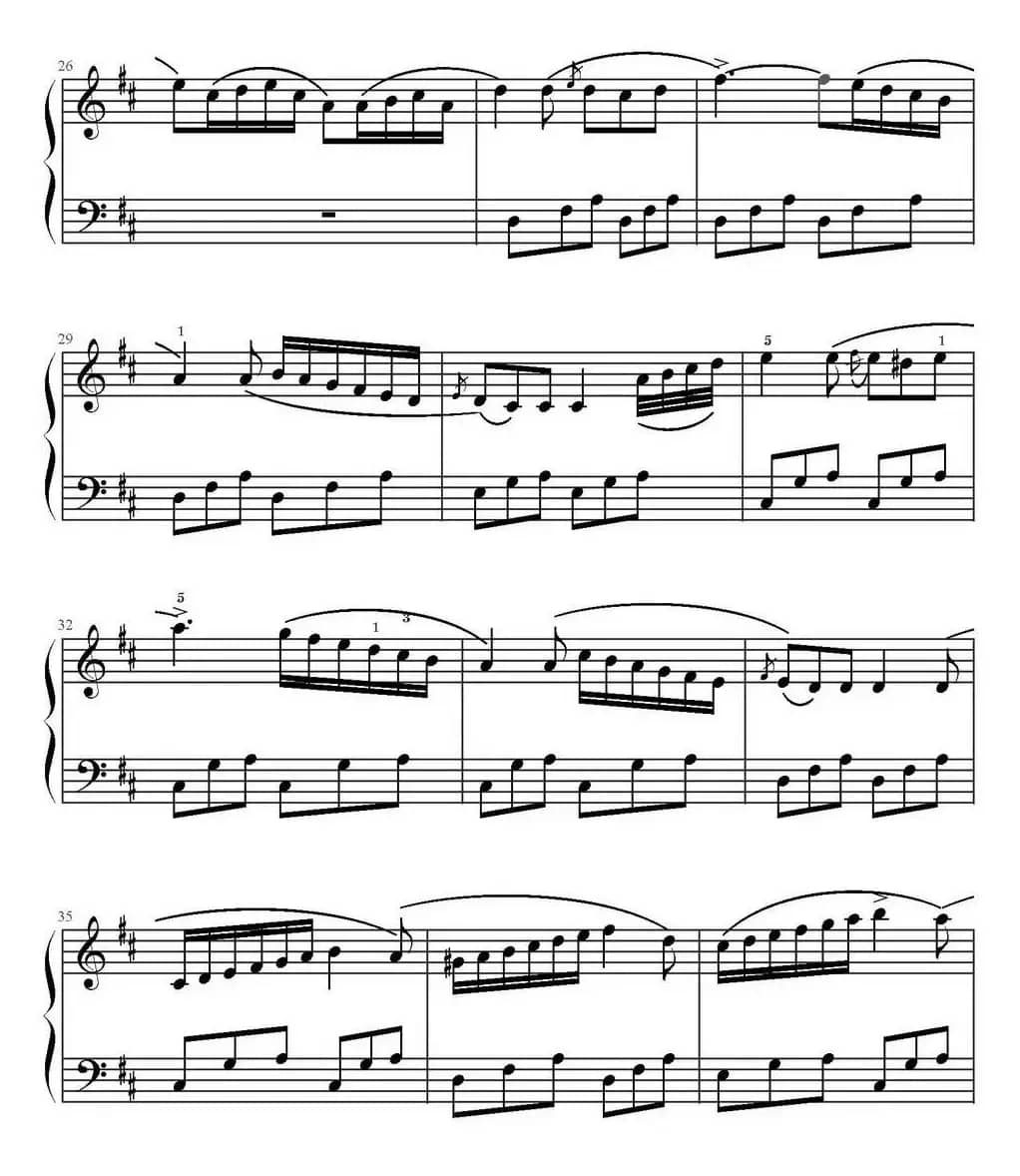 D大调小奏鸣曲第二乐章 Op.55，No.5