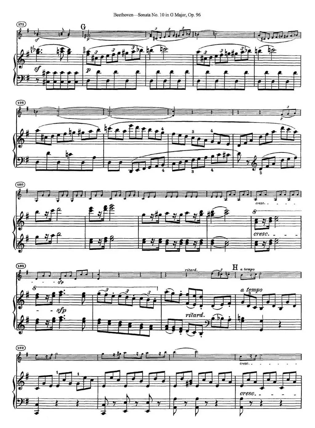 Violin Sonata No.10 in G Major Op.96（小提琴+钢琴伴奏）