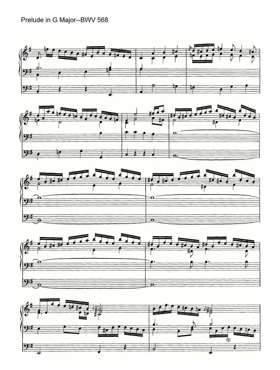 Prelude in G Major--BWV 568(管风琴谱)
