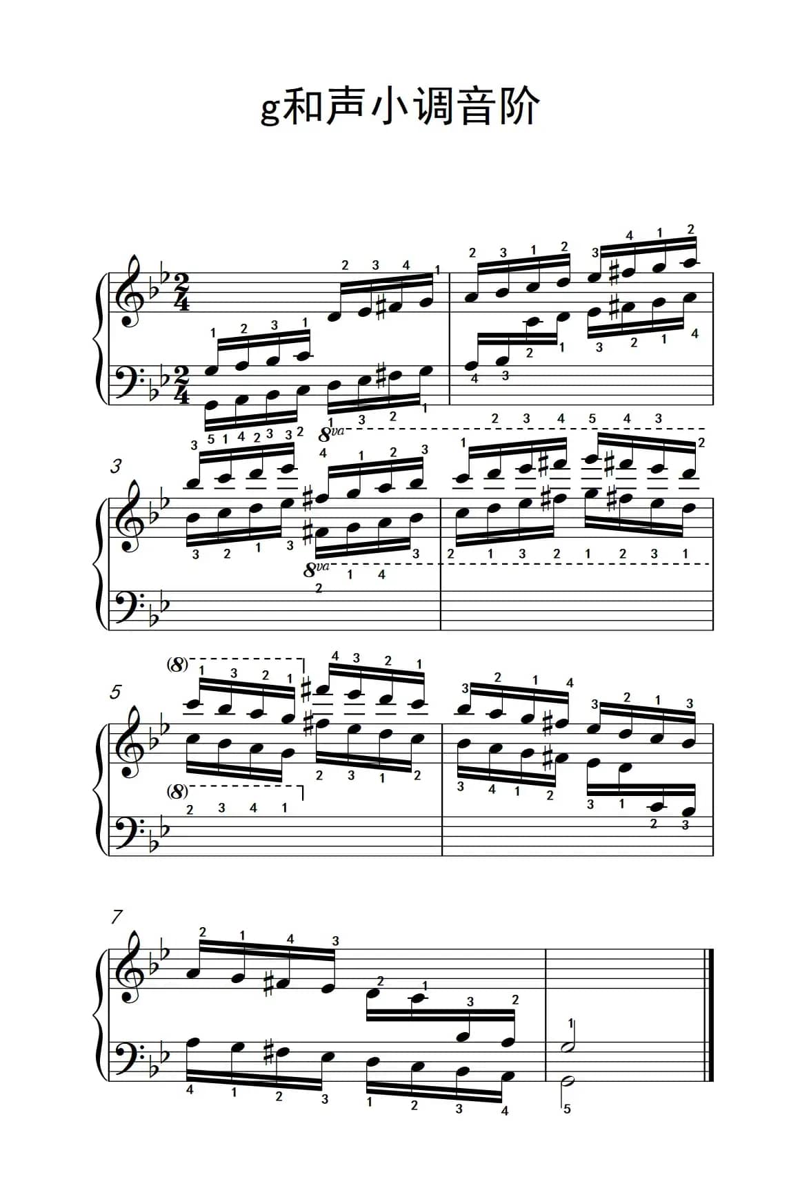 第八级16.g和声小调音阶（中央音乐学院 钢琴（业余）考级教程 7-9级）