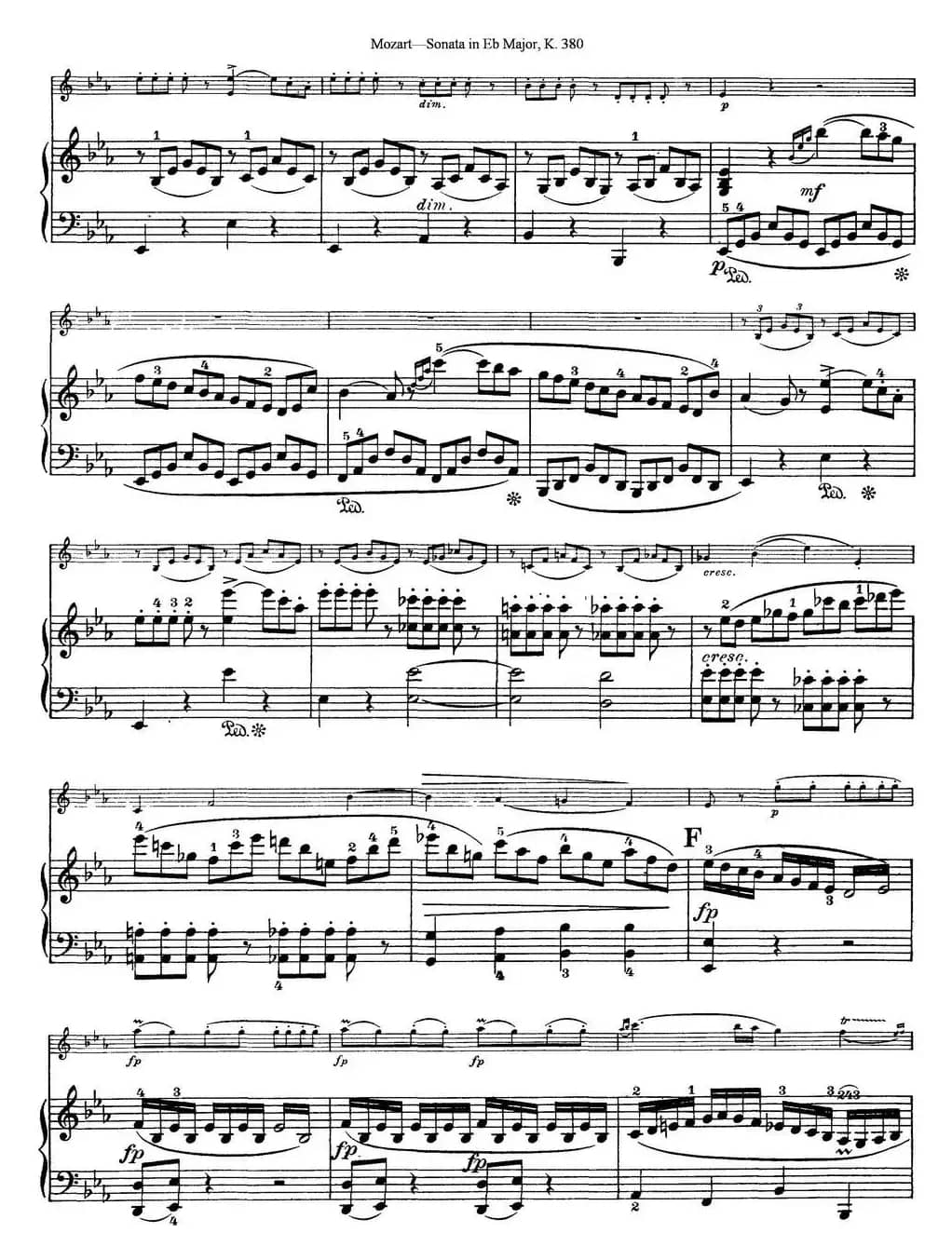 Violin Sonata in Eb Major K.380（小提琴+钢琴伴奏）