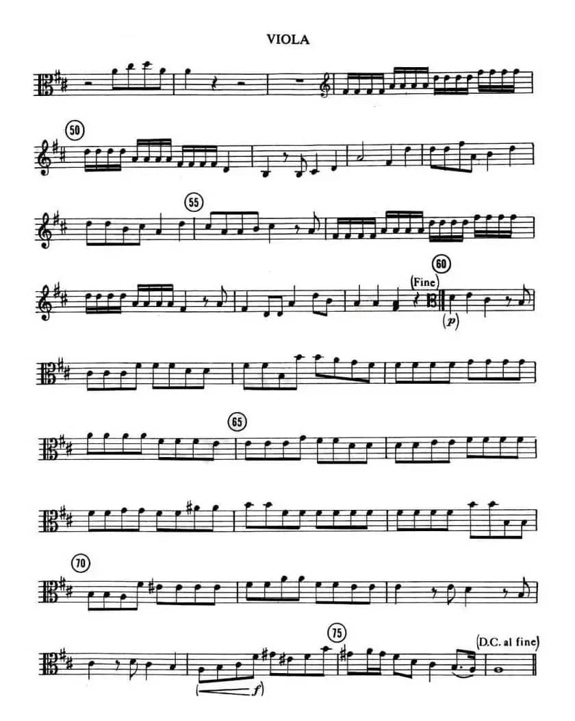 LET THE BRIGHT SERAPHIM(四重奏中提琴分谱)