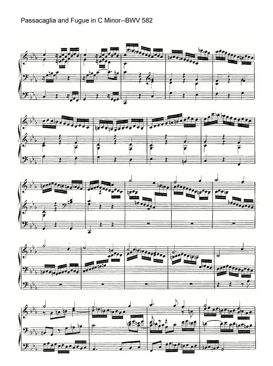 Passacaglia and Fugue in C Minor--BWV 582（管风琴谱）