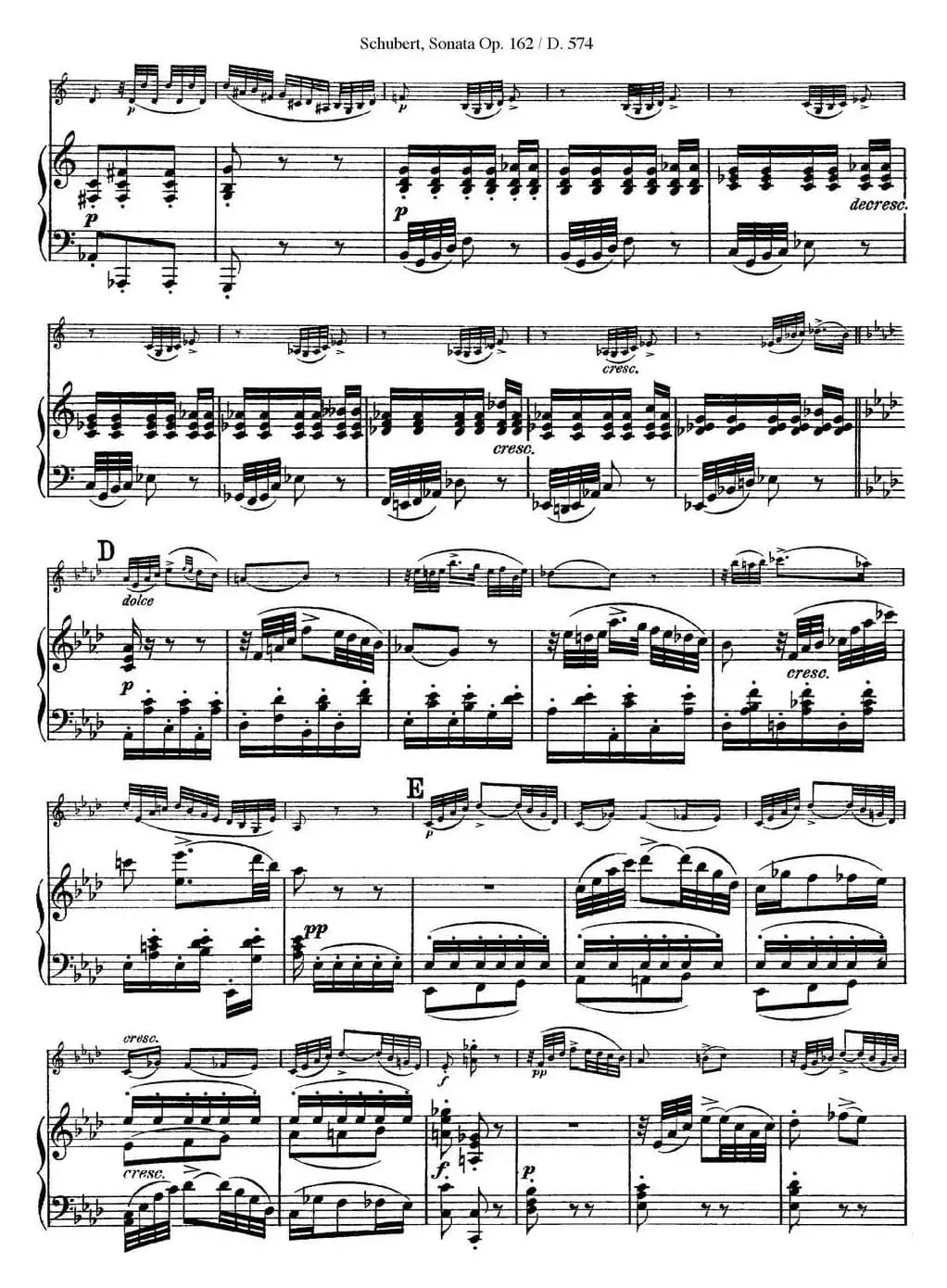 Violin Sonata in A major Op.162 D.574（小提琴+钢琴伴奏）