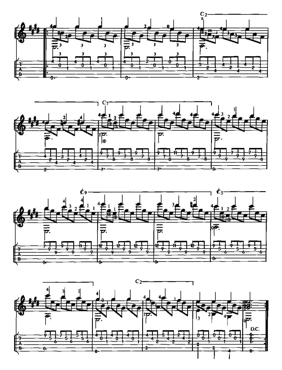 爱的罗曼斯（五线谱六线谱混排版）