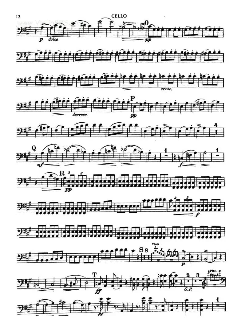 TROUT QUINTET（鳟鱼五重奏）（第一大提琴分谱）