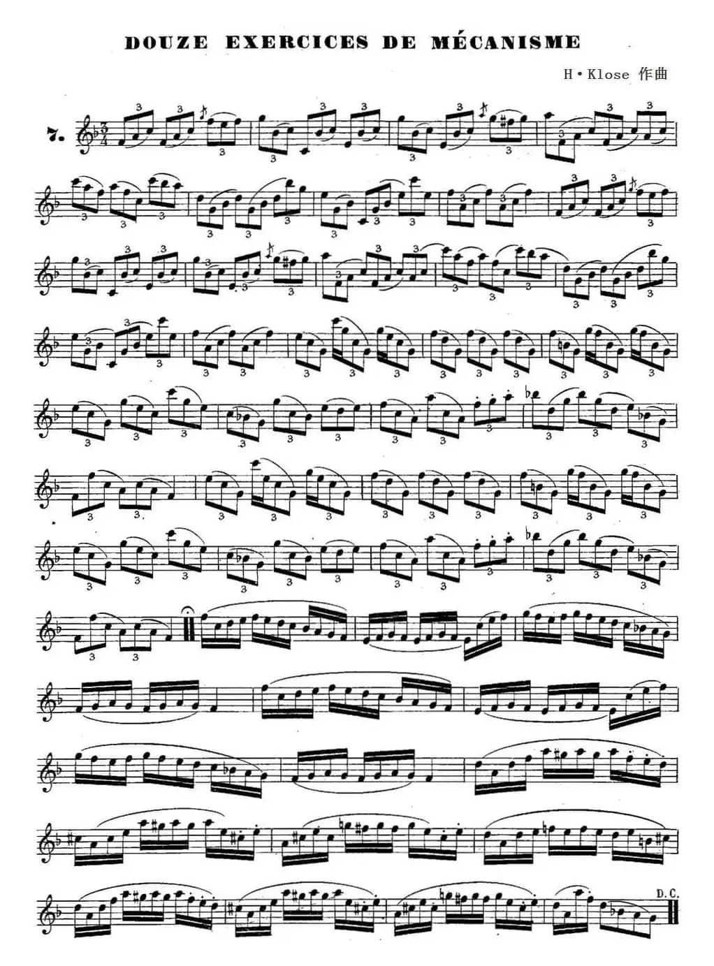 H·Klose练习曲（douze exercices de mecanisme—7）