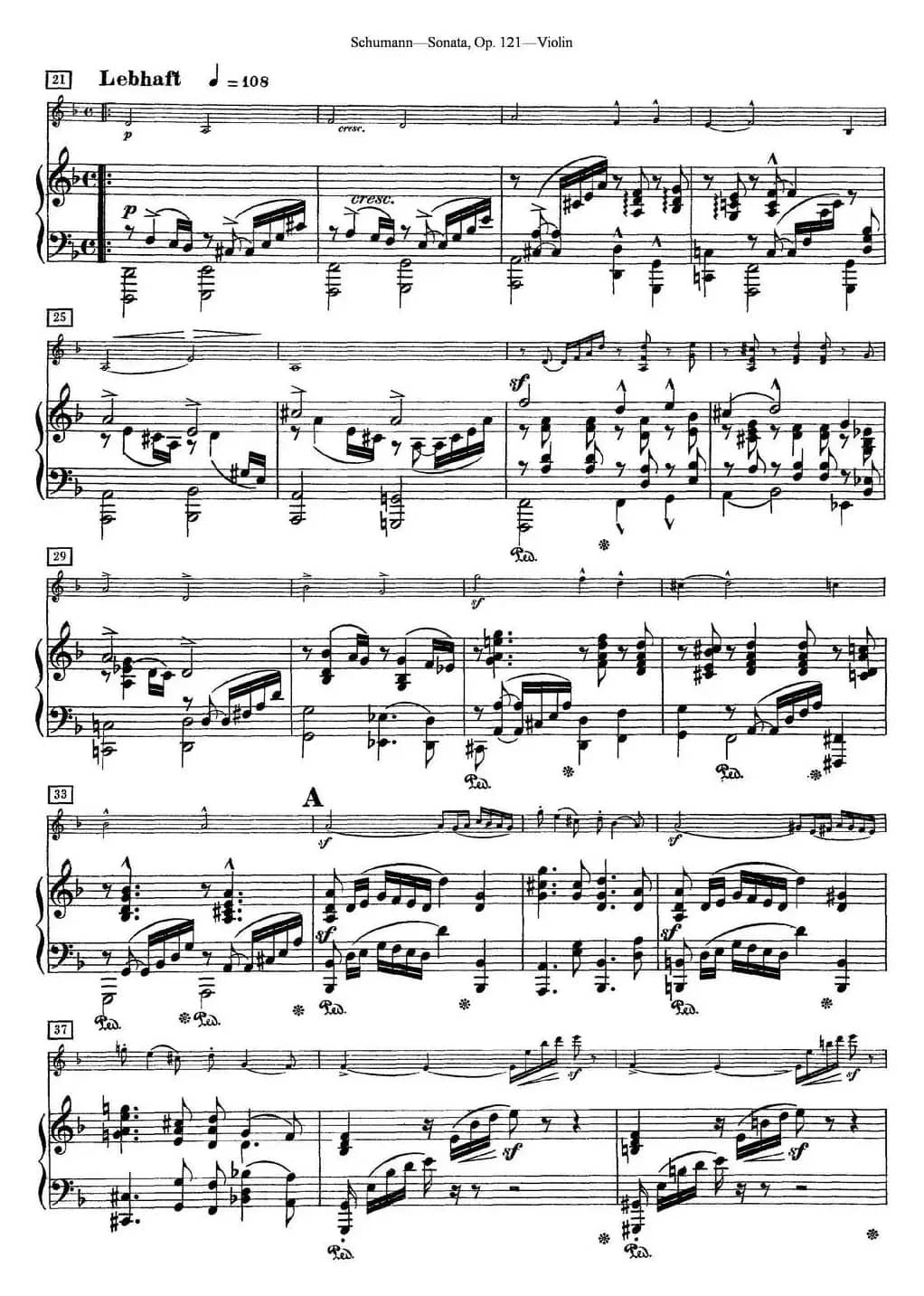 Violin Sonata Op.121（小提琴+钢琴伴奏）