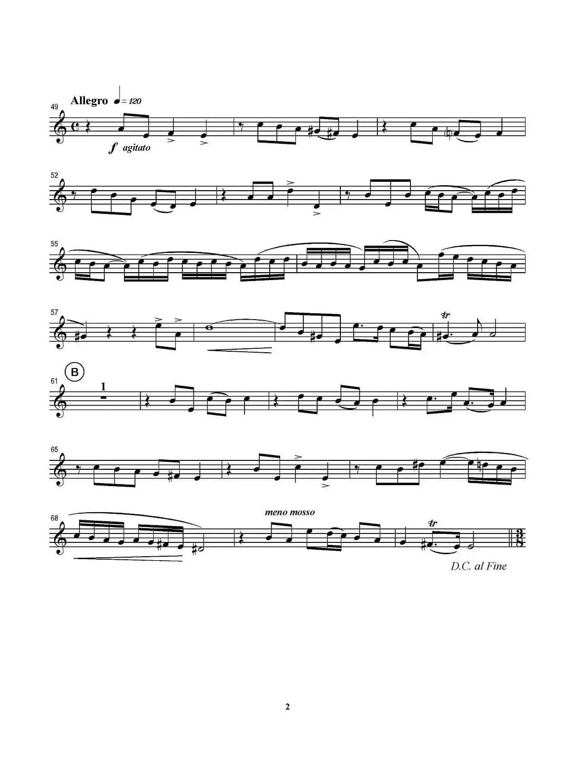 Piangero la sorte mia（小号谱）