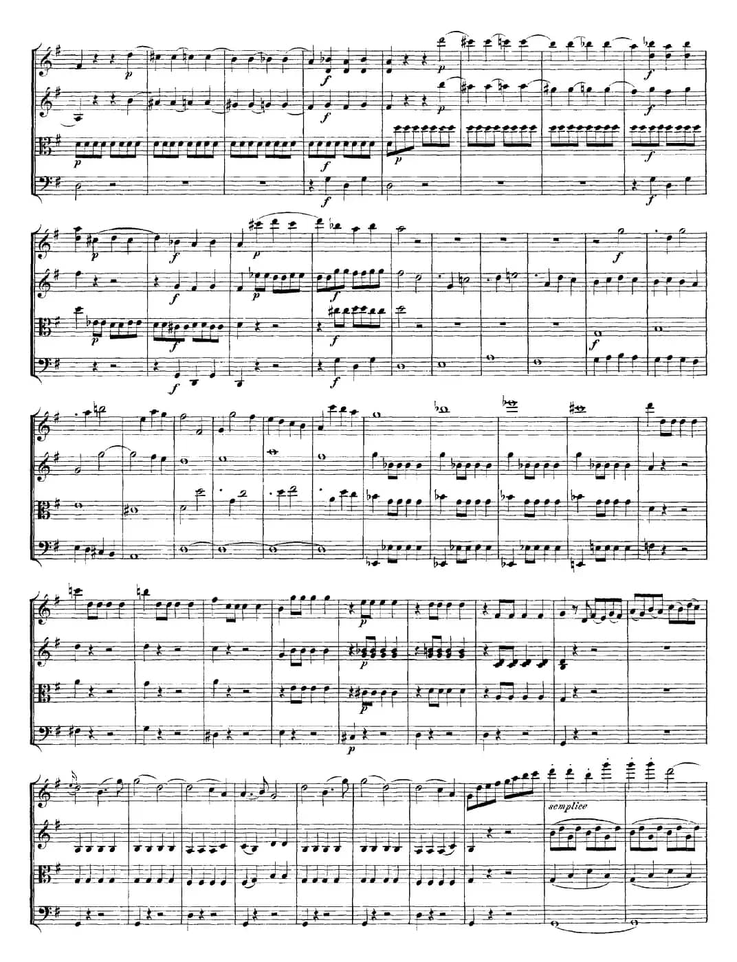 Mozart《Quartet No.14 in G Major,K.387》（总谱）