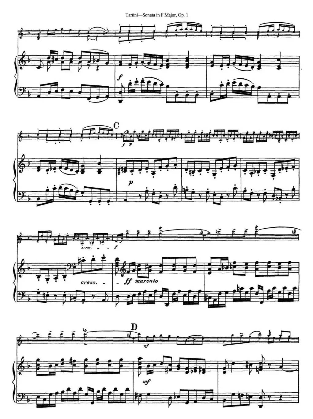 Violin Sonata in F Major Op.1（小提琴+钢琴伴奏）