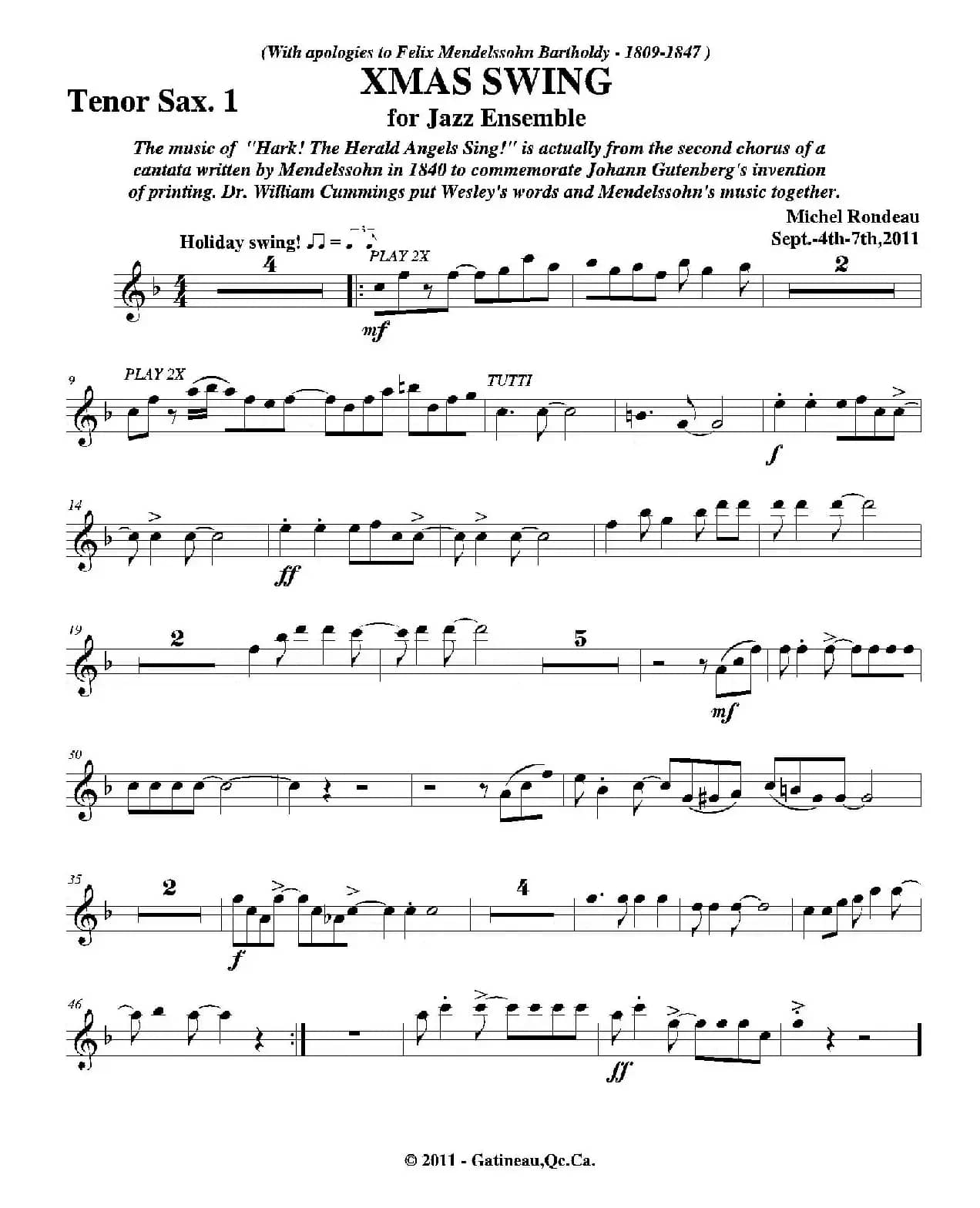 XMAS SWING（第一次中音萨克斯分谱）