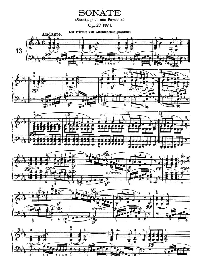 SONATE（第十三钢琴奏鸣曲-Op.27 No.1）