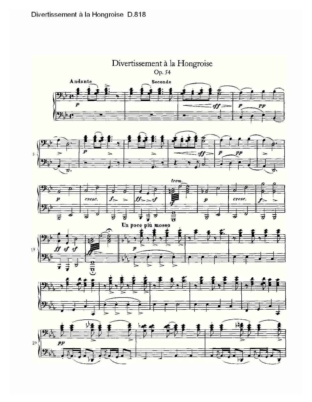 Divertissement à la Hongroise D.818