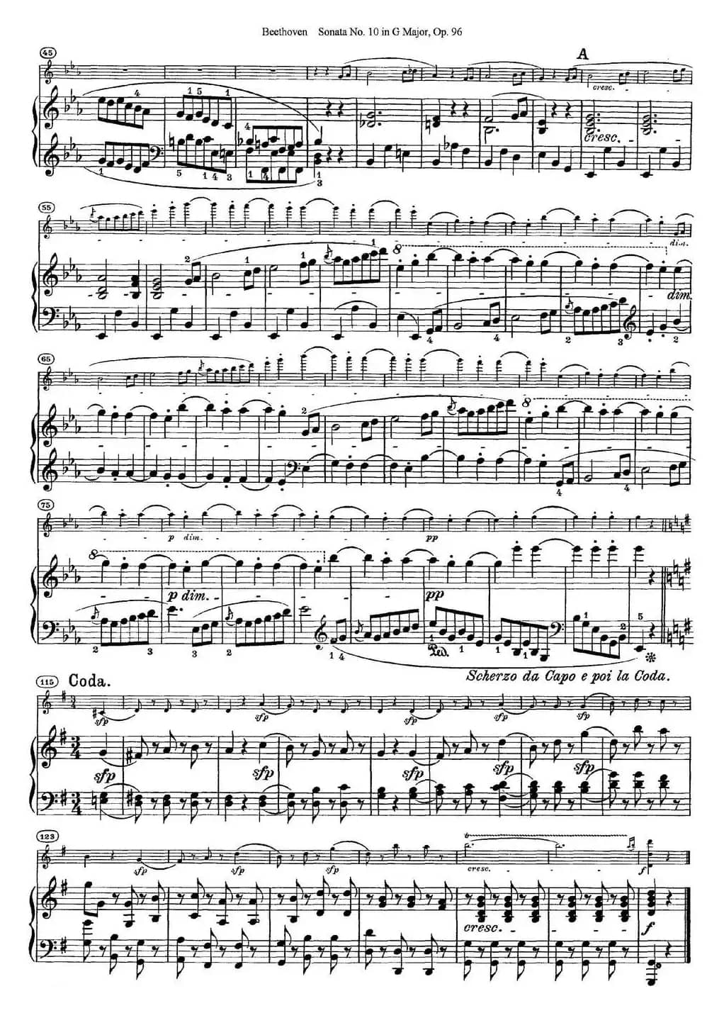Violin Sonata No.10 in G Major Op.96（小提琴+钢琴伴奏）