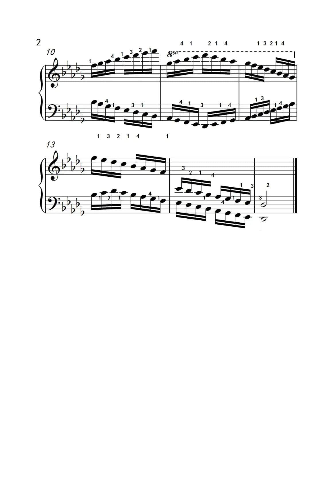 降D大调音阶（反向四个八度）（孩子们的钢琴音阶、和弦与琶音 2）