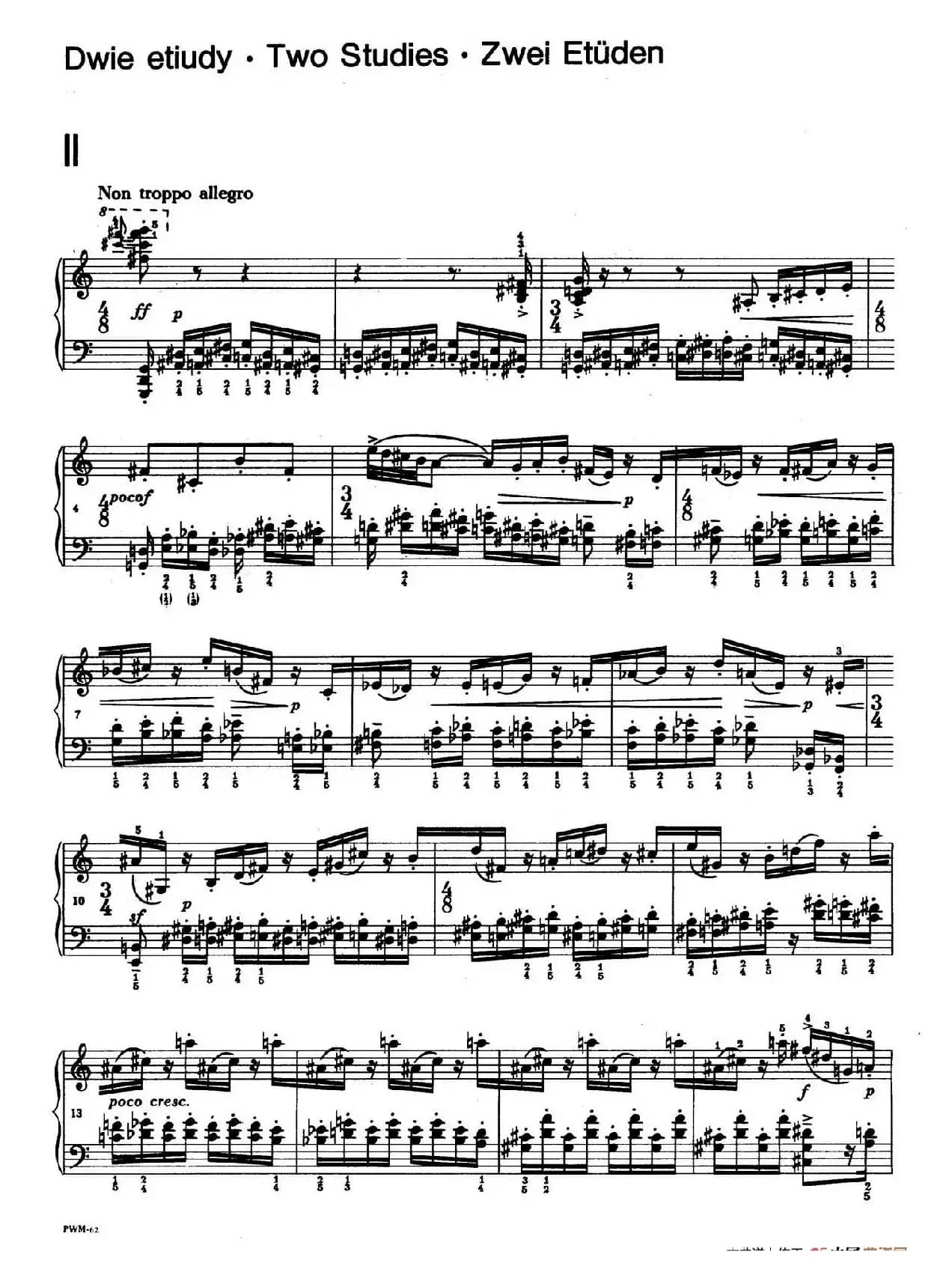 Two Studies(2首练习曲 2. 不过分的快板)