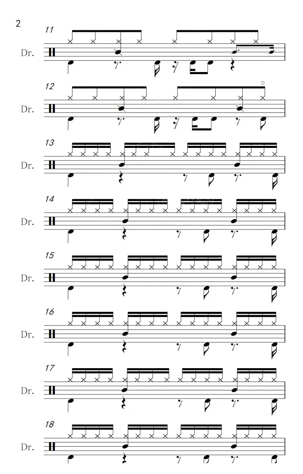 绽放（架子鼓谱）