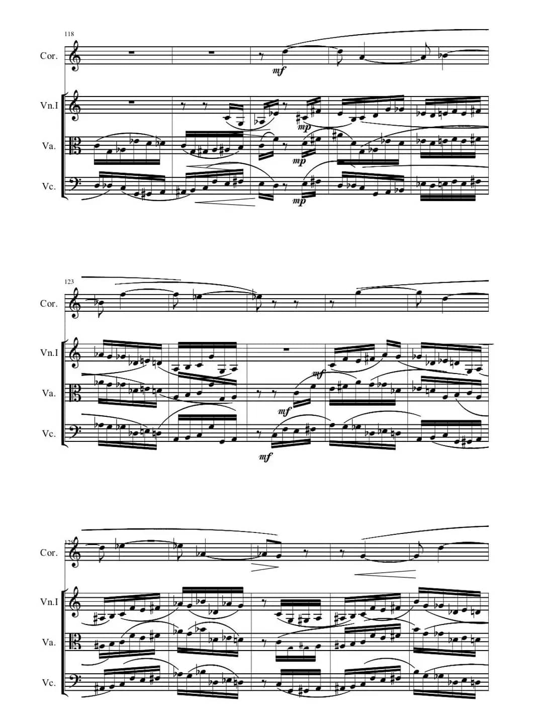 圆号与三件弦乐