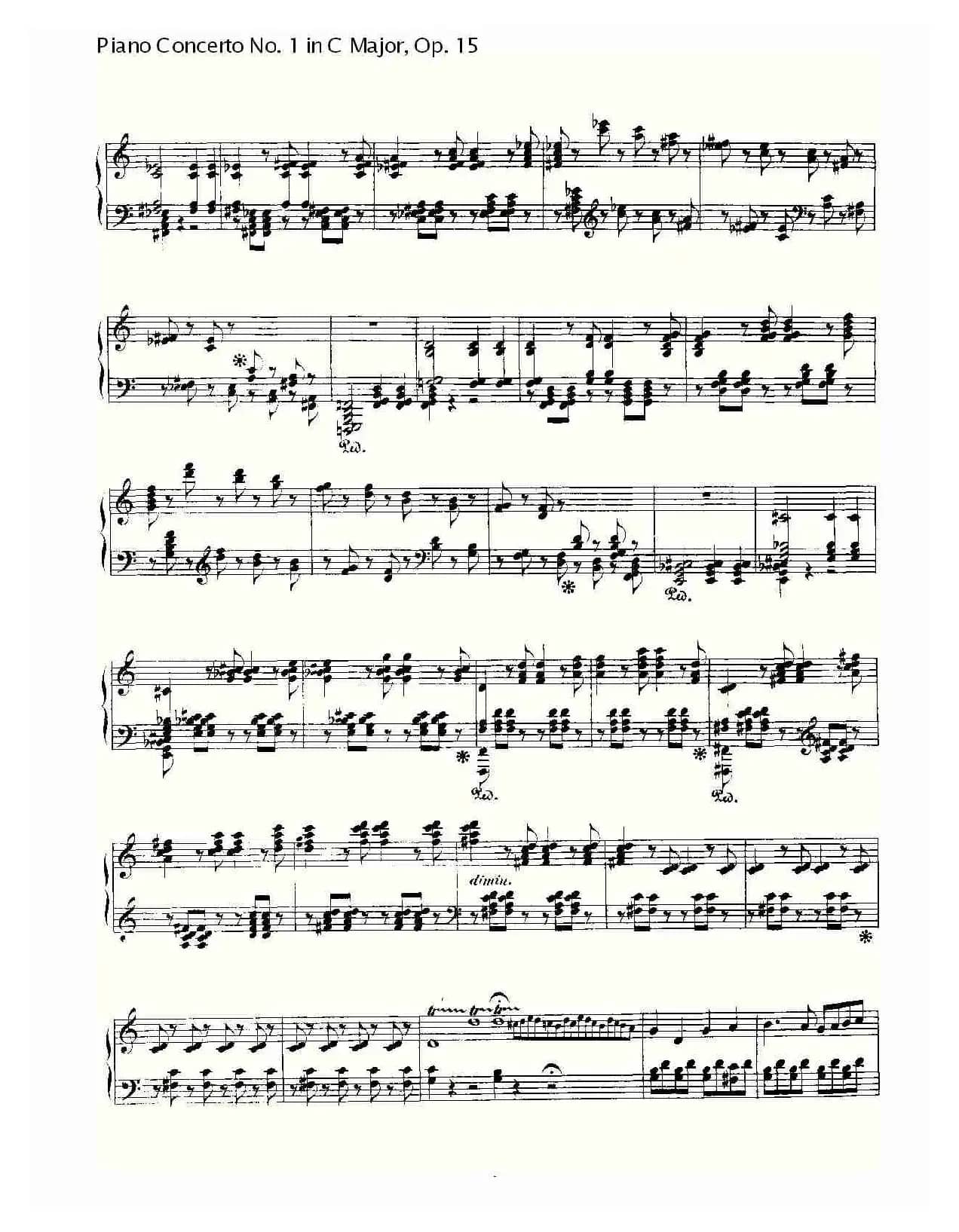 C大调钢琴第一协奏曲 Op.15 华彩乐段