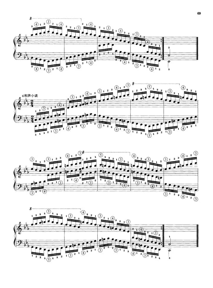 钢琴音阶练习：反向四个八度