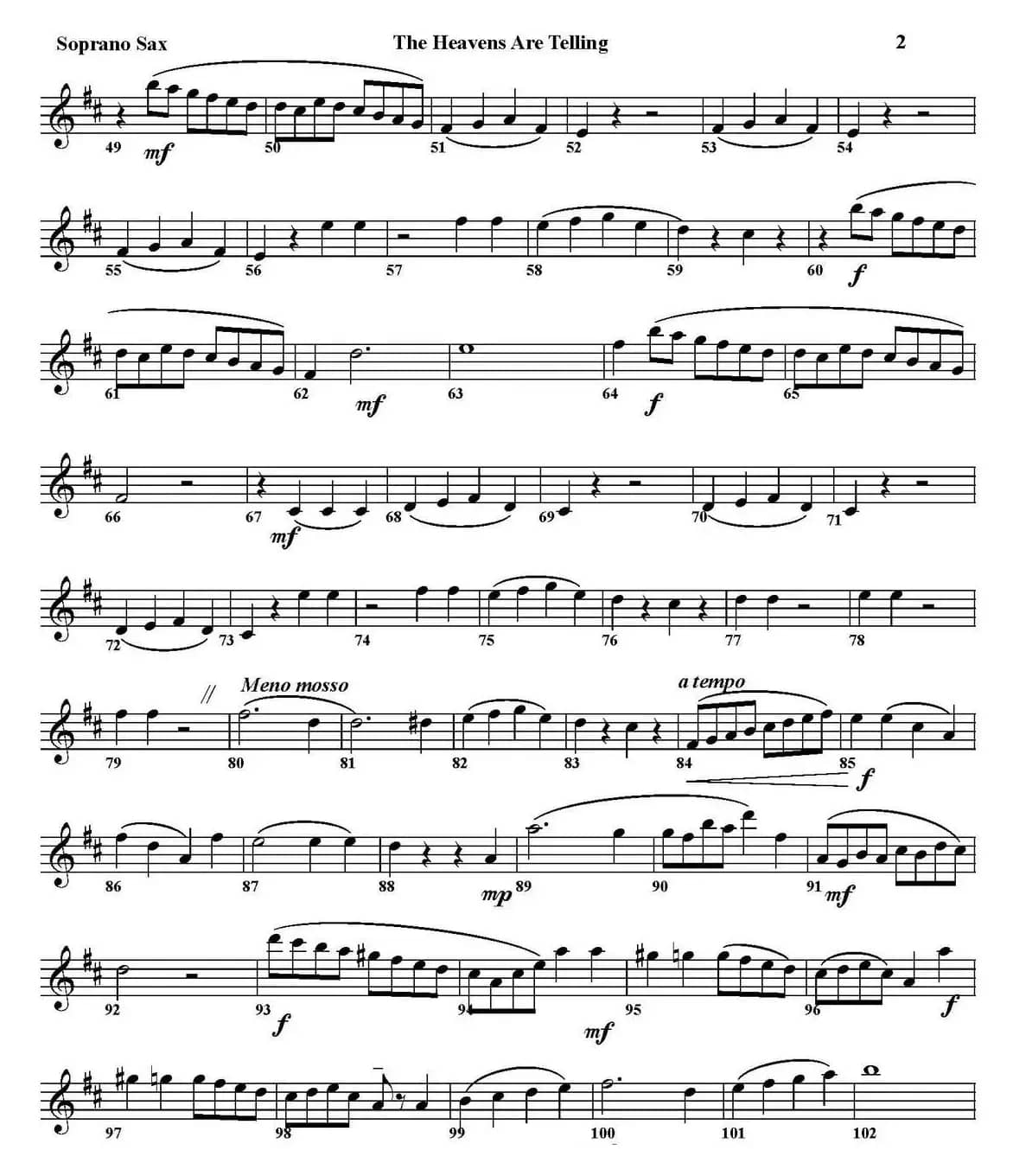THE HEAVENS ARE TELLING（四重奏·高音萨克斯分谱）