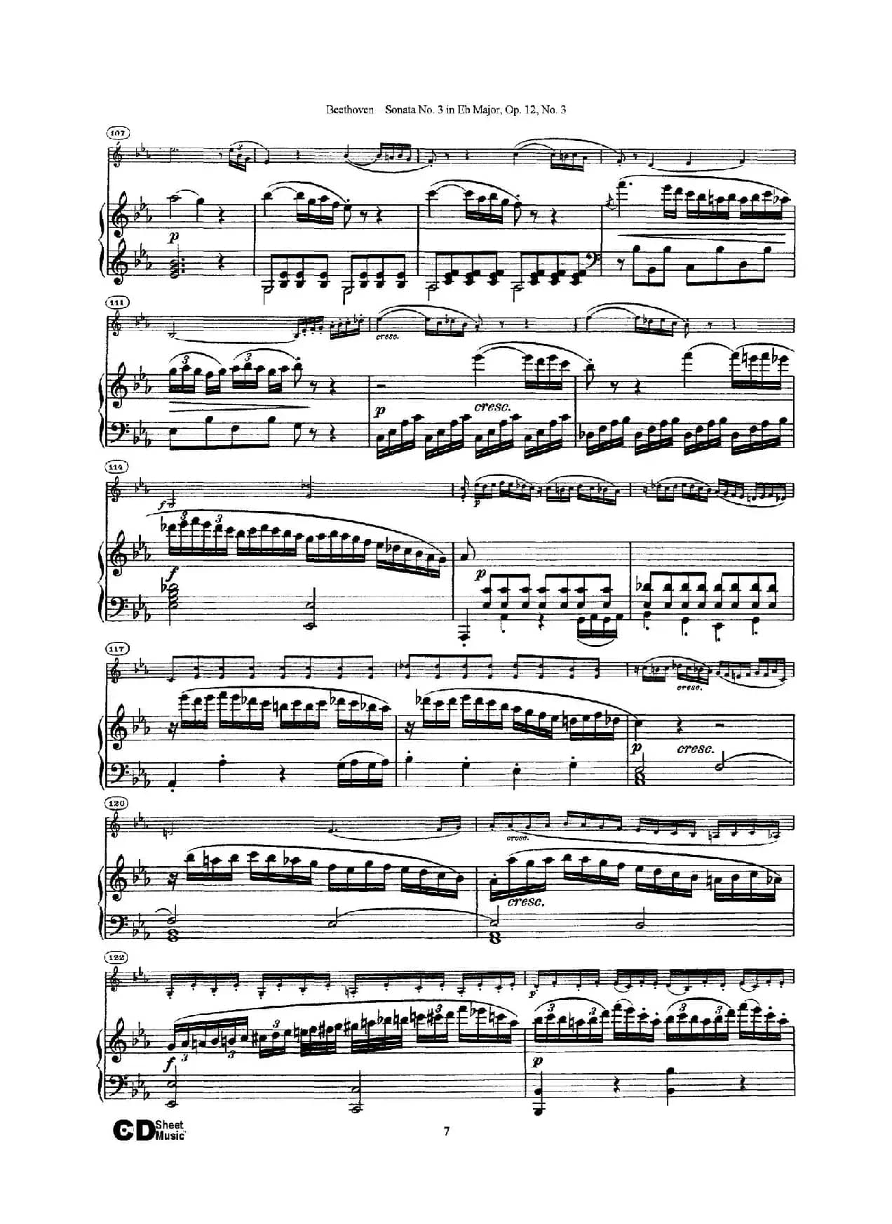 降E大调第三小提琴奏鸣曲（Sonata No.3 in Eb Major Op.12,No.3）（小提琴+钢琴伴奏）