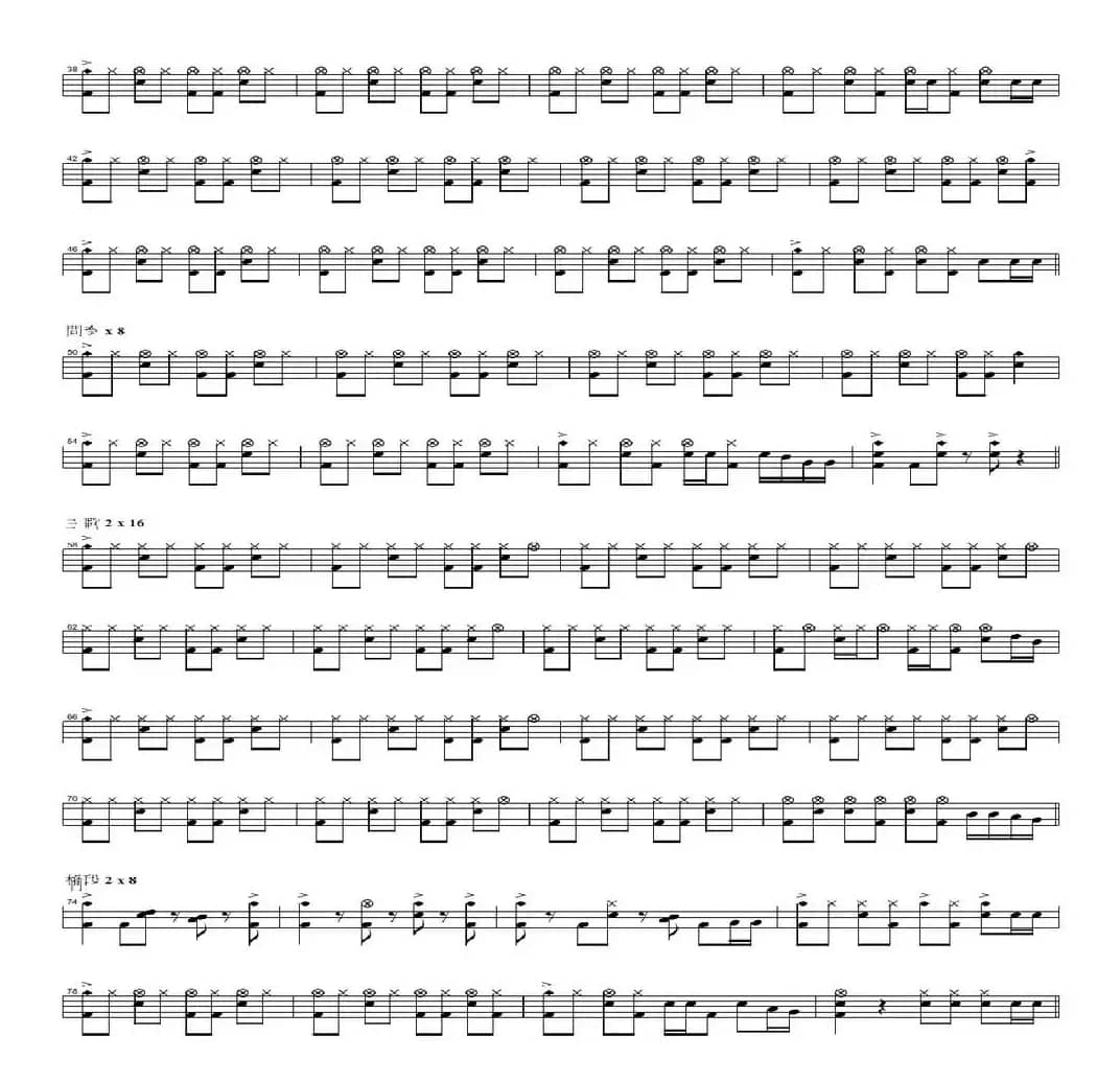 阳光宅男（架子鼓谱）