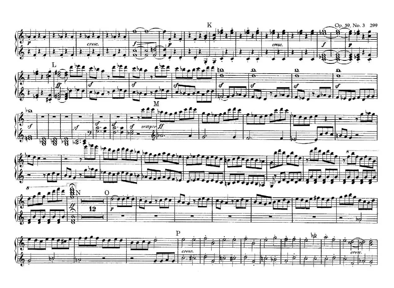 String Quartet No.9 in C Major Op.59-3 - 4 Hands（C大调第九弦乐四重奏·四手联弹）