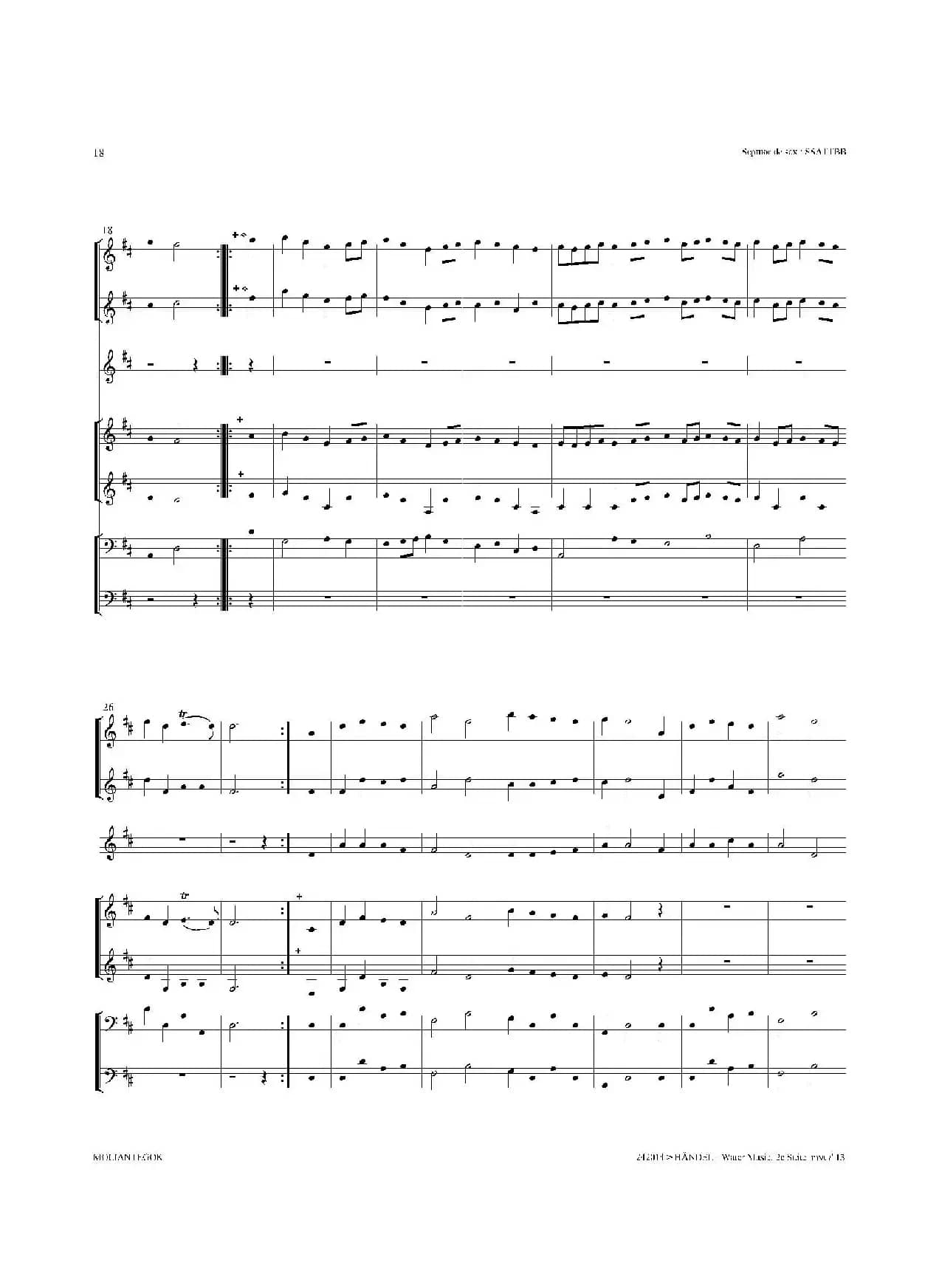 Water Music（HWV.349 No.2）（萨克斯合奏总谱）