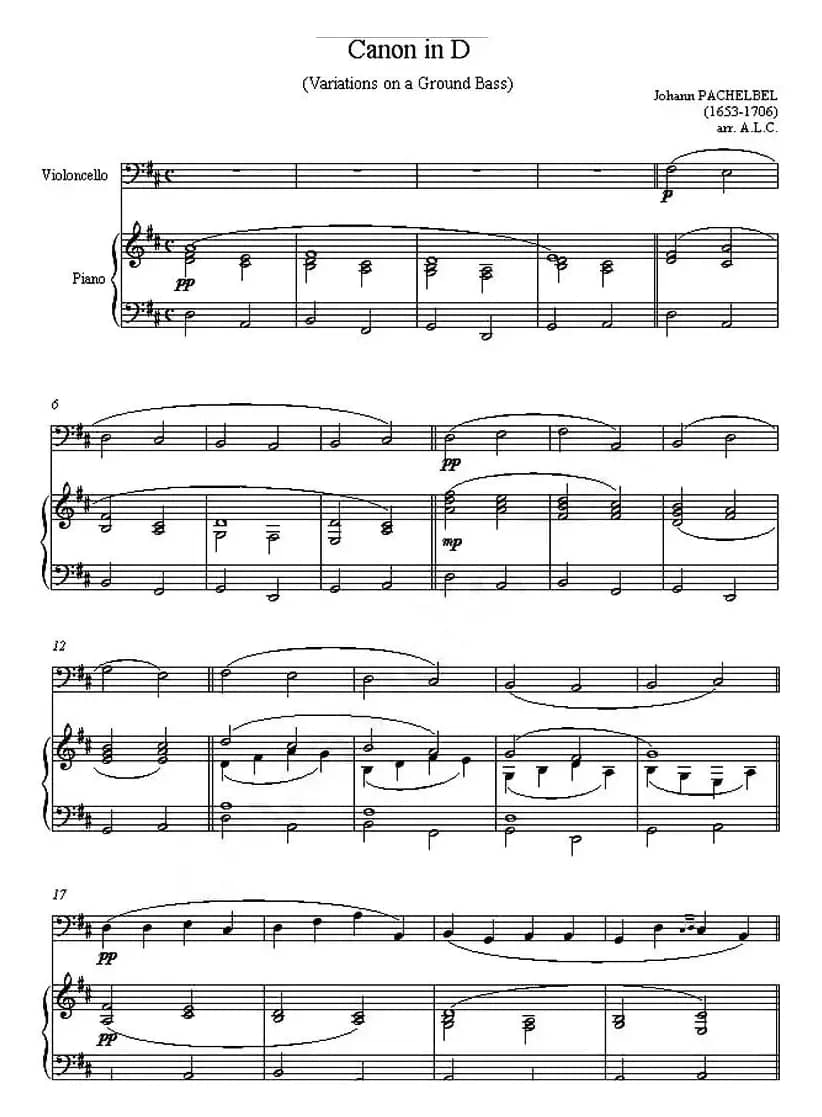 Canon in D（D大调卡农）（大提琴+钢琴伴奏）