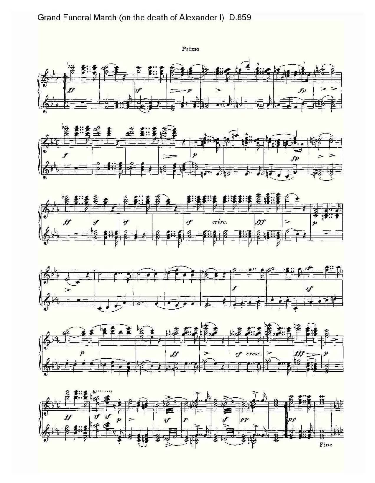 豪华葬礼进行曲（为亚历山大一世的逝世而作)D.85）