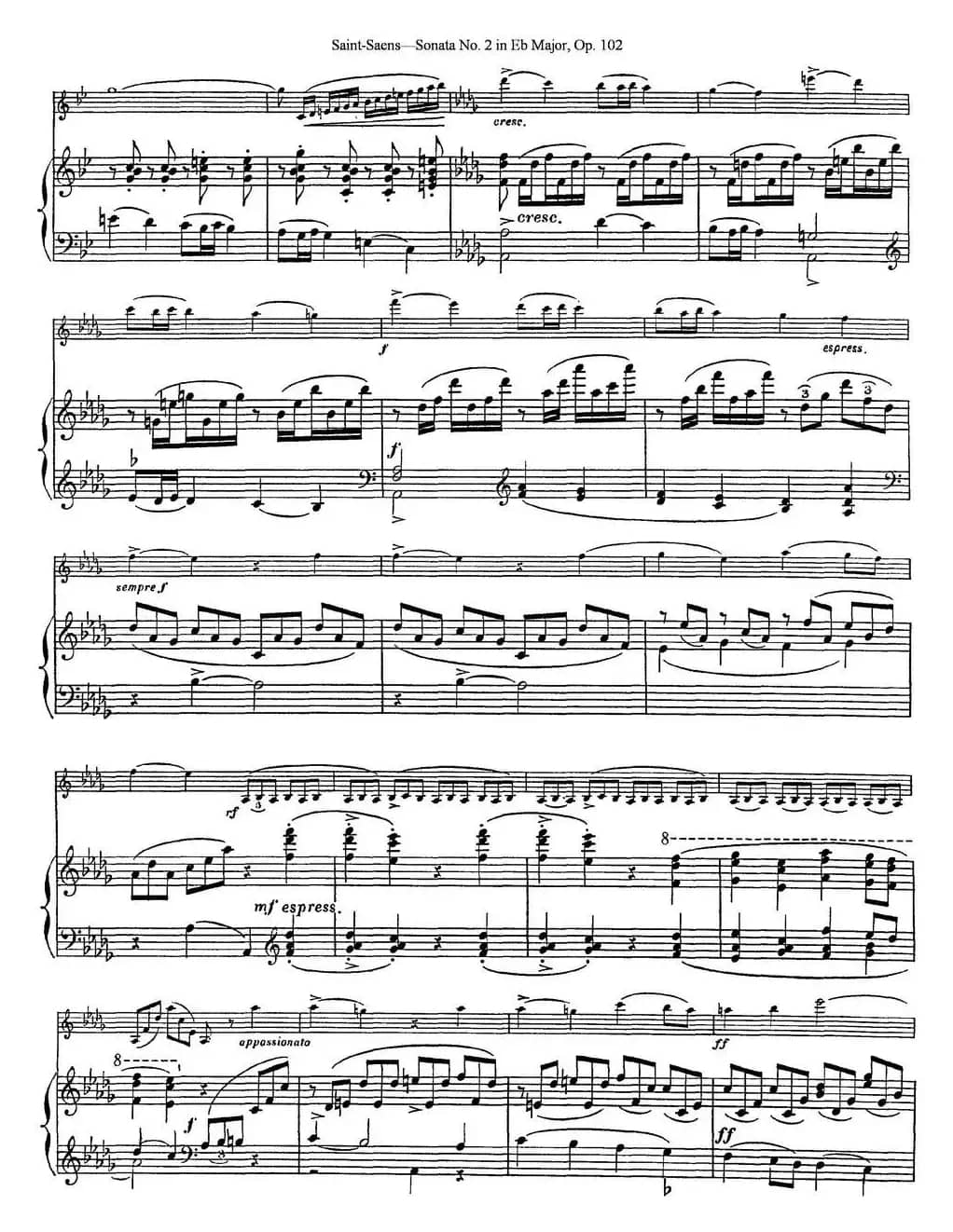 Violin Sonata No.2 in Eb Major Op.102（小提琴+钢琴伴奏）
