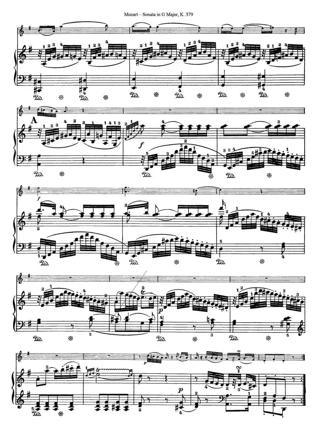 Violin Sonata in G Major K.379（小提琴+钢琴伴奏）