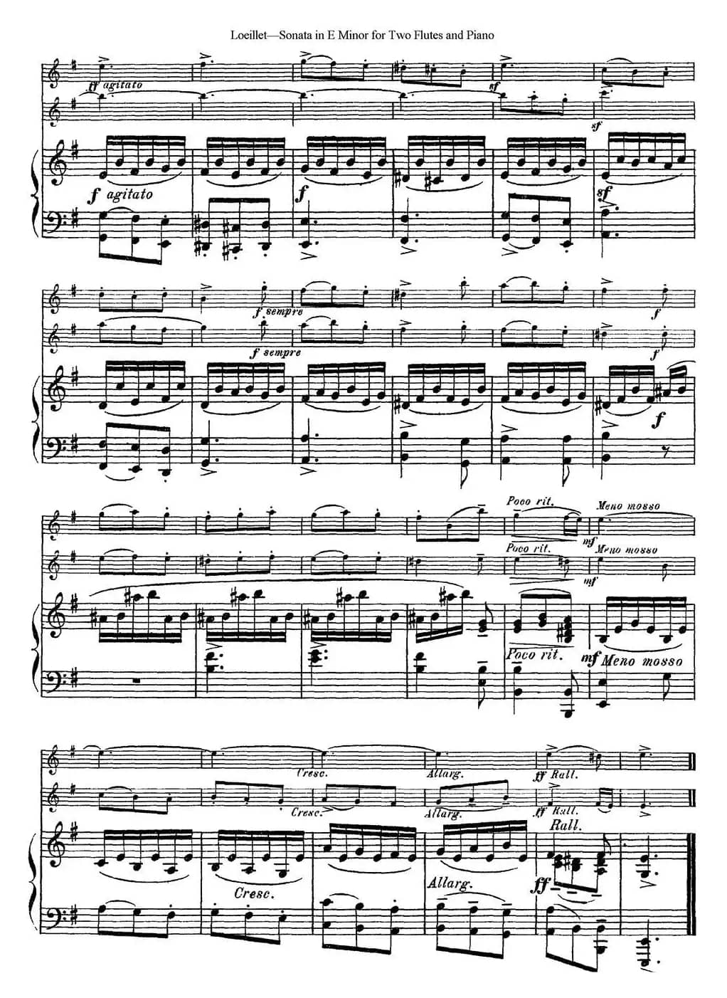 罗埃莱特E小调双长笛与钢琴奏鸣曲 