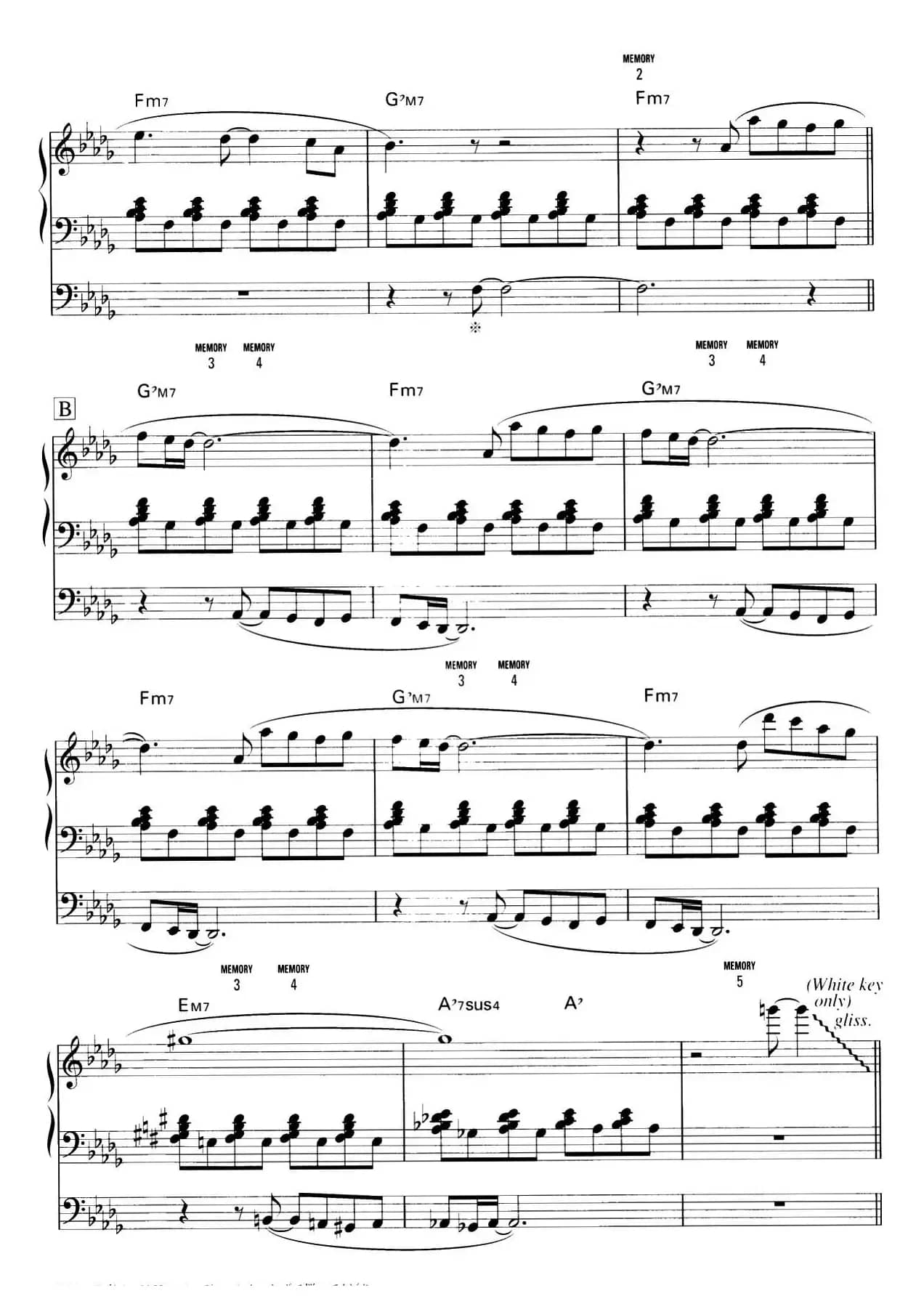 memories（双排键电子琴谱）