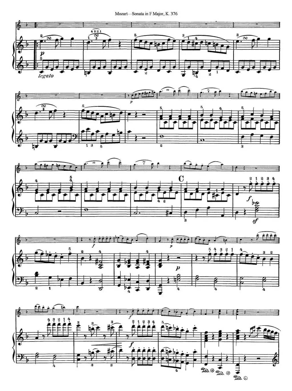 Violin Sonata in F Major K.376（小提琴+钢琴伴奏）