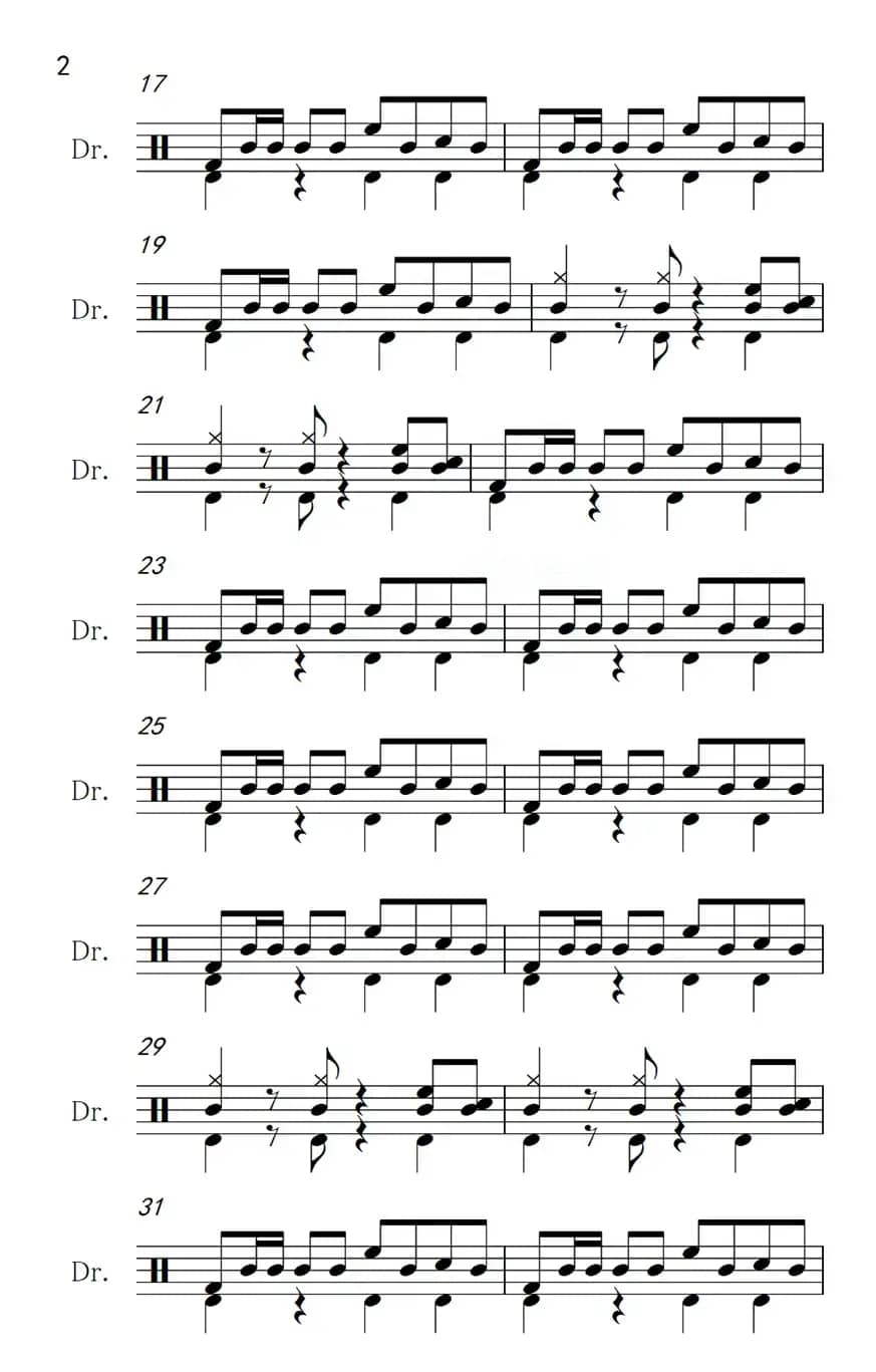 阿里山的姑娘（架子鼓谱）