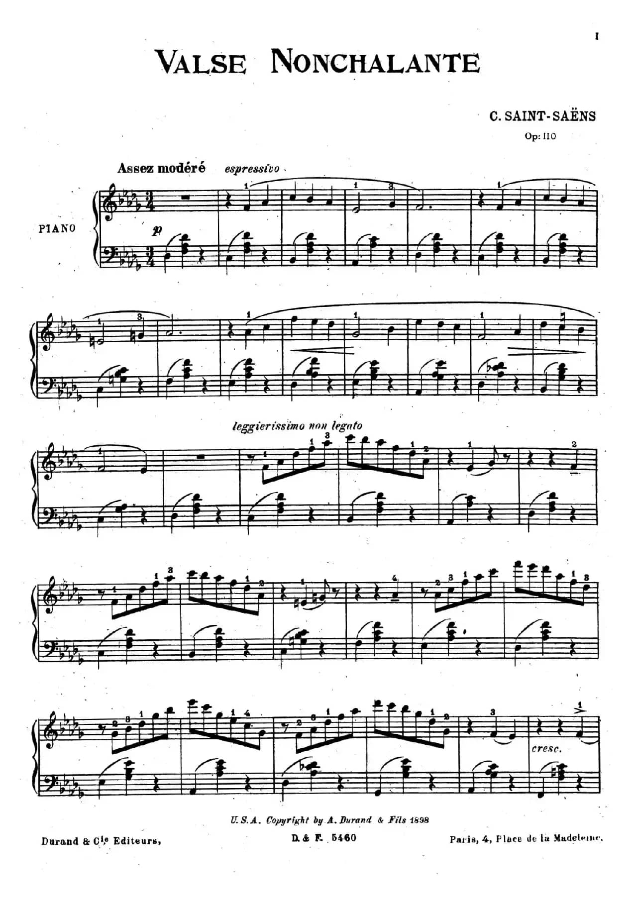Valse Nonchalante Op.110（随意圆舞曲）
