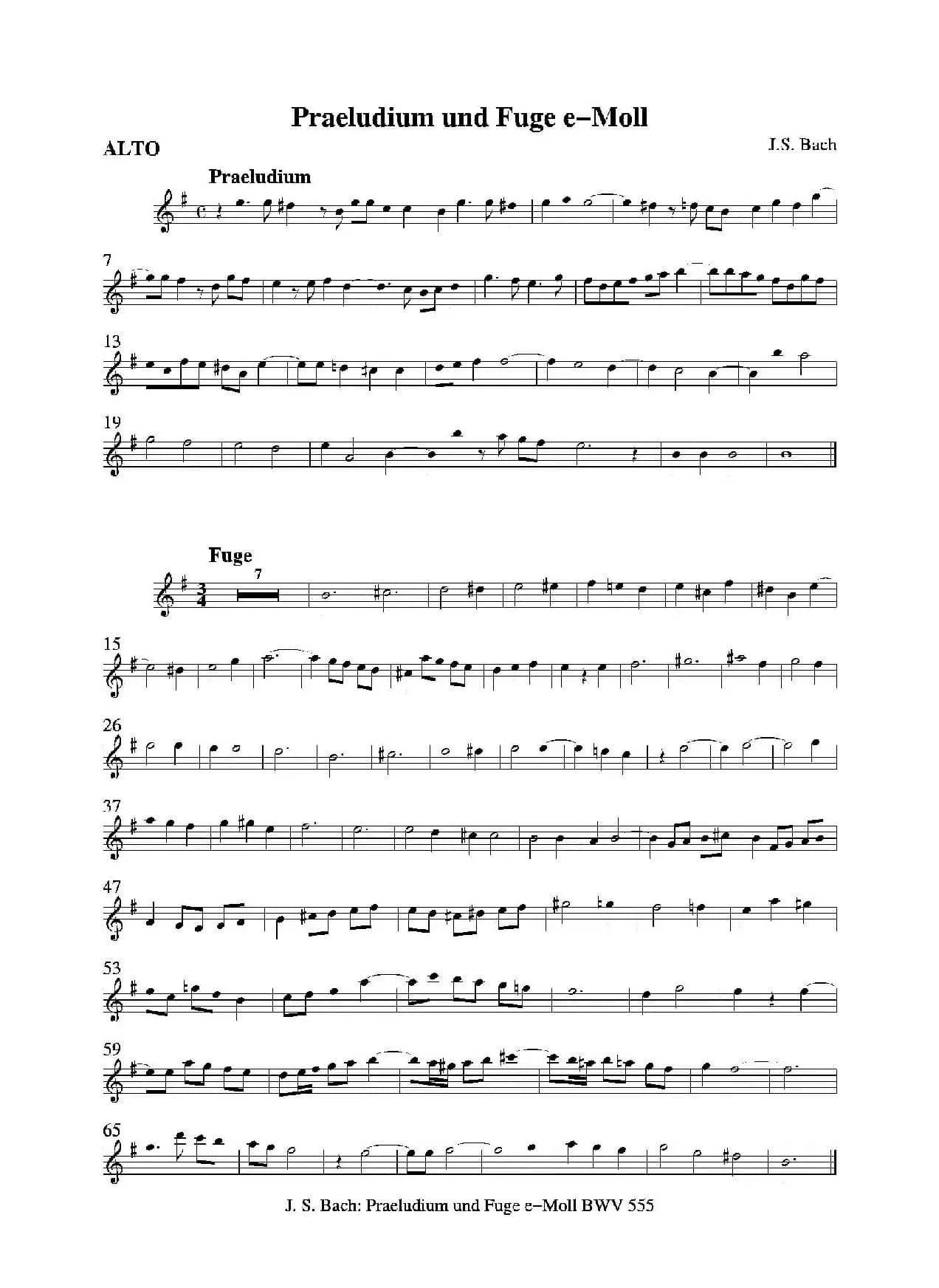 Praeludium und Fuge e-Moll（四重奏总谱+分谱）