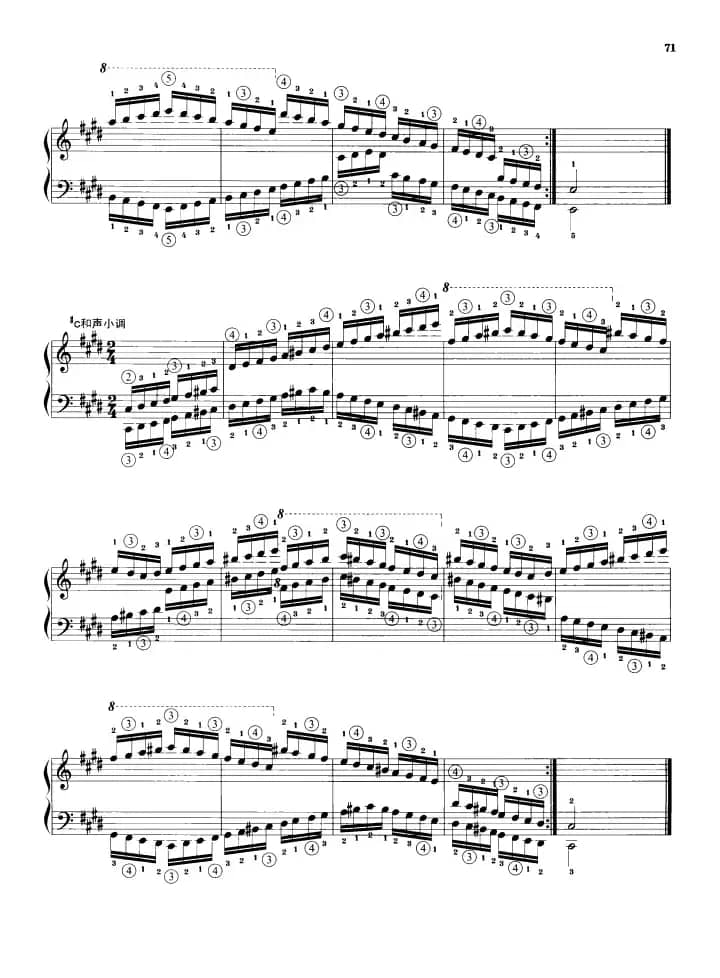 钢琴音阶练习：反向四个八度