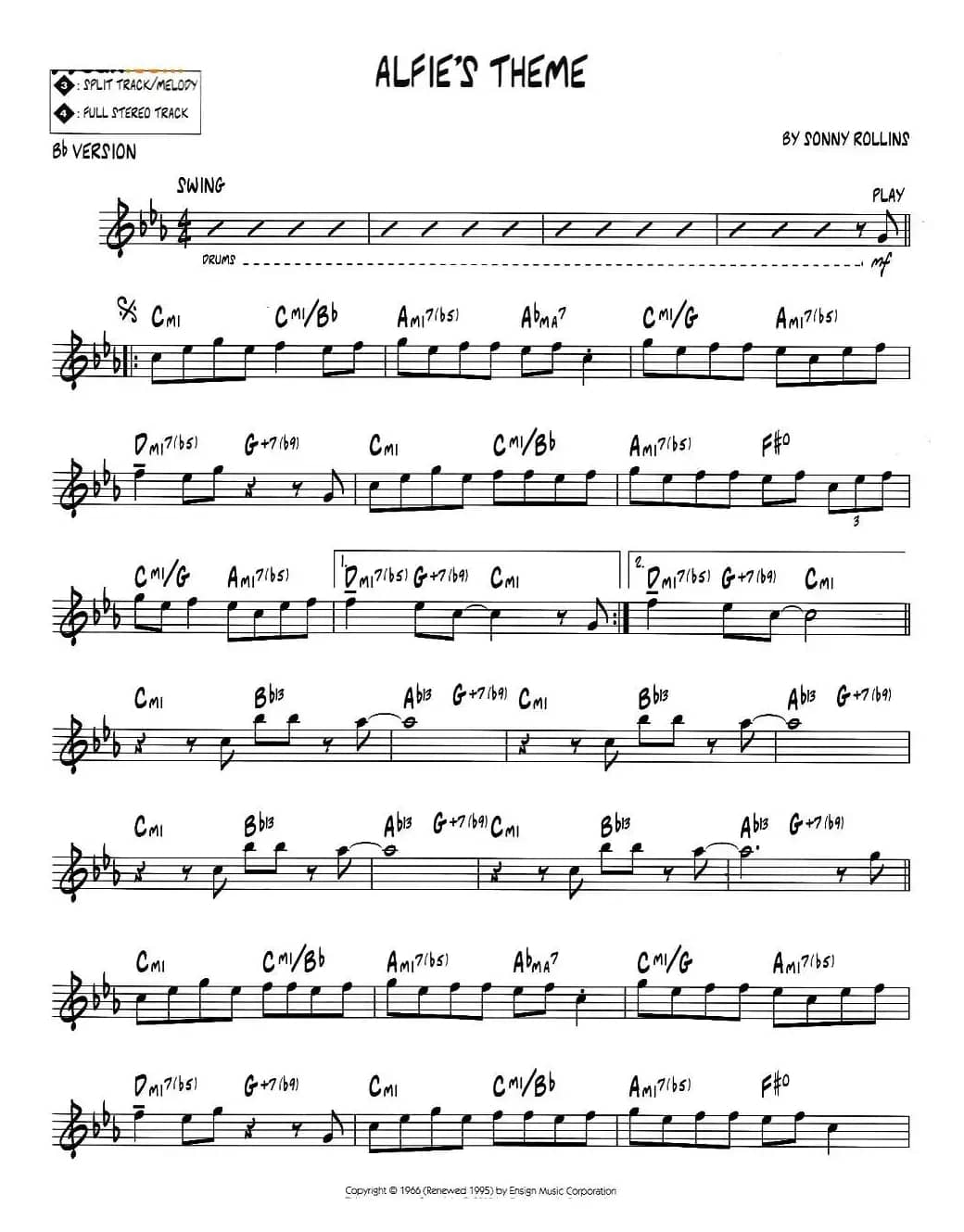 ALFIE'S THEME（jazz系列萨克斯谱）