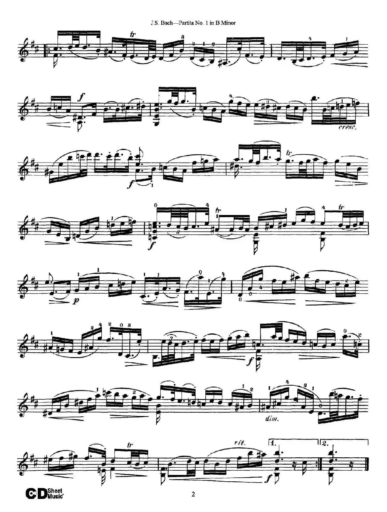 6 Violin Sonatas and Partitas 2.Partita No.1 B Minor