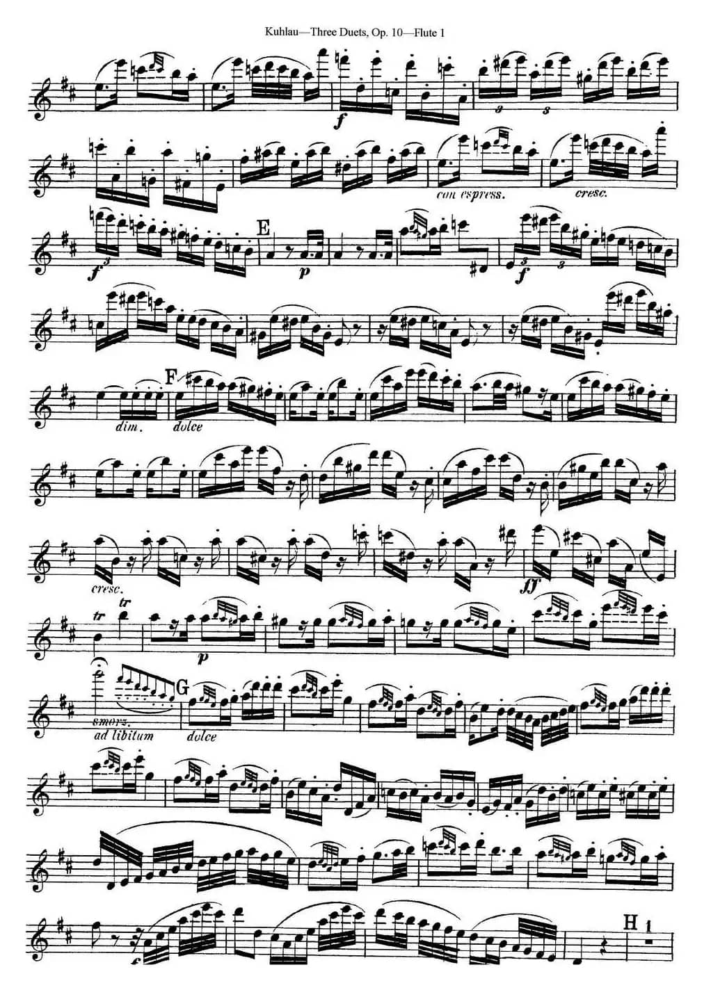 库劳长笛二重奏练习曲Op.10——Flute 1（No.2）