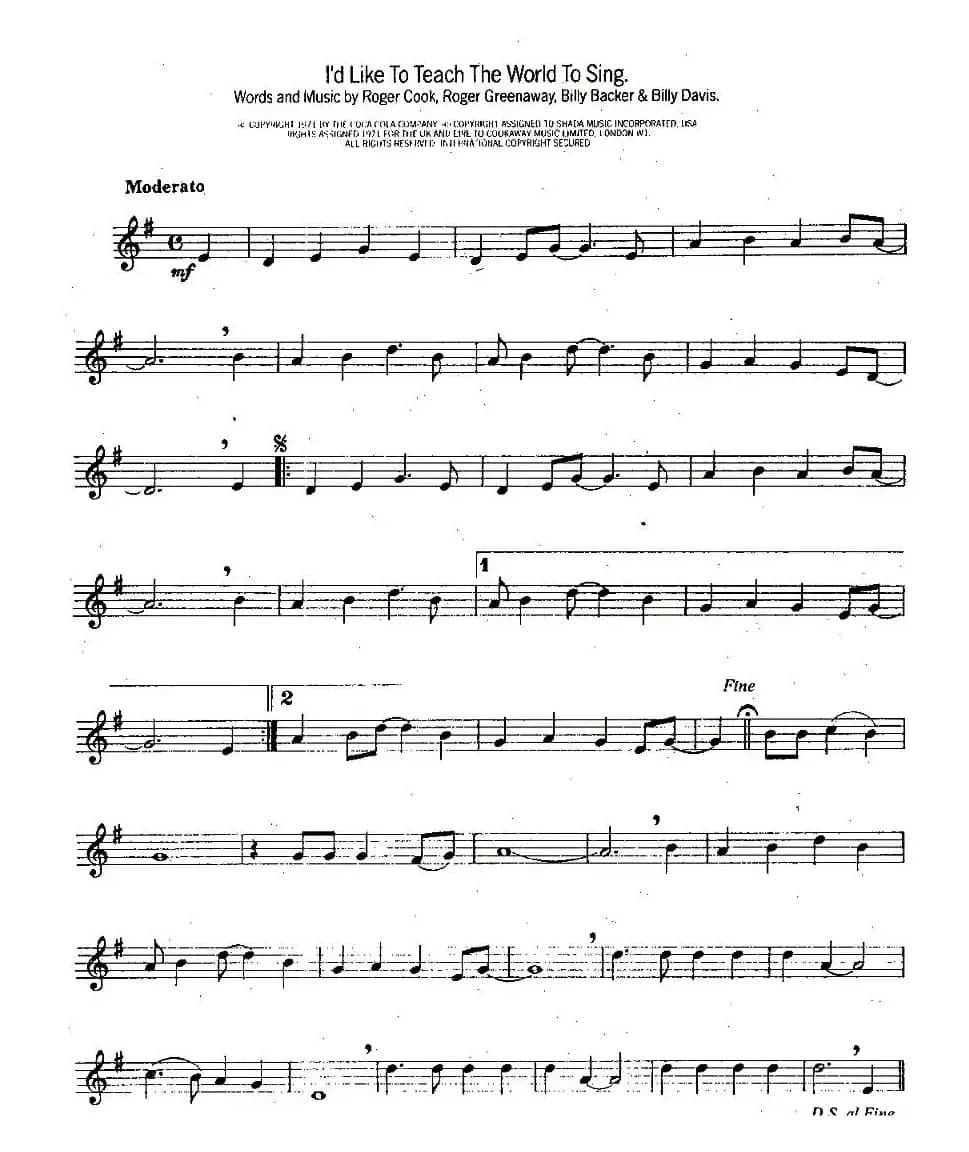 l'd Like To Teach The World To Sing